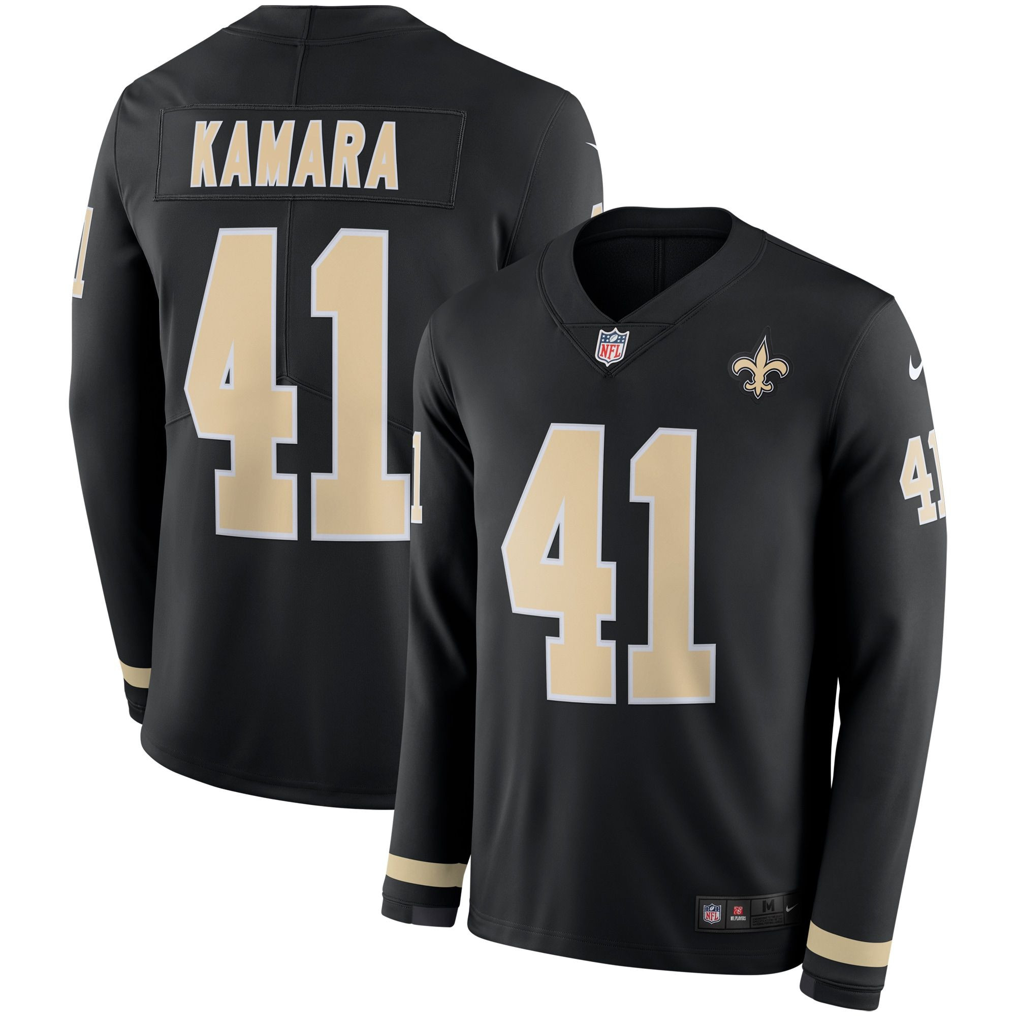 Best Jersey Alvin Kamara New Orleans Saints Black Therma Long Sleeve Player Jersey