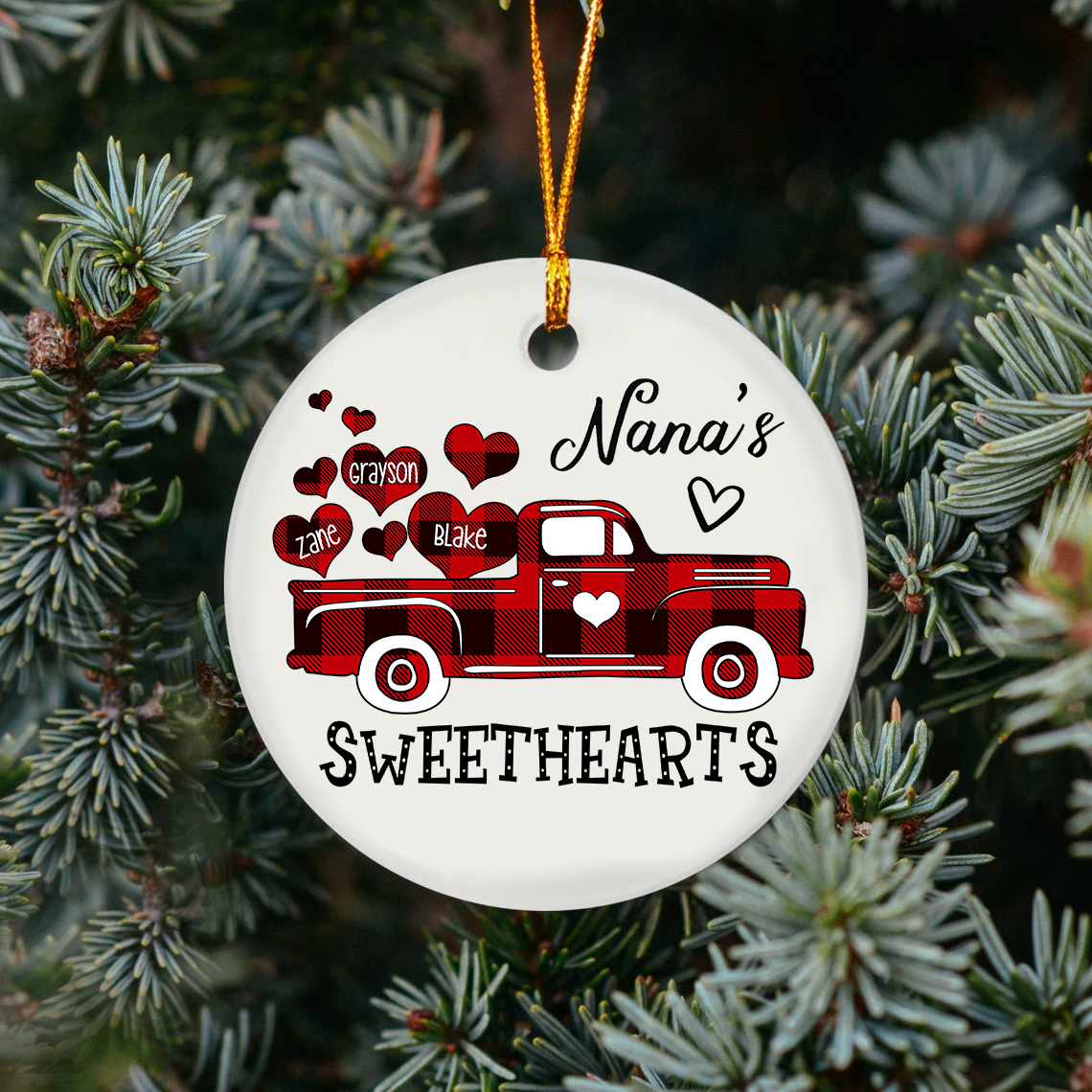 Nana’S Sweethearts Grandkids – Pesonalized Christmas Grandma Ornament