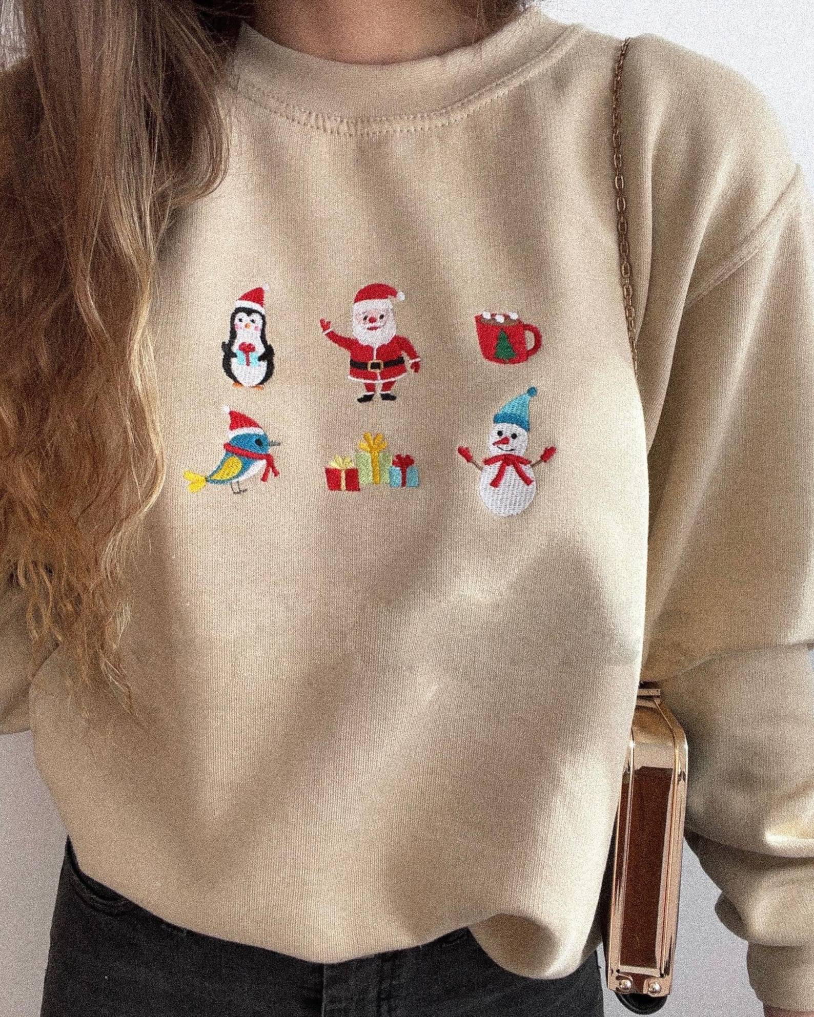 Christmas Embroidered Halloween Sweatshirt 2D Crewneck Sweatshirt All Over Print Sweatshirt For Women Sweatshirt For Men Sws3542