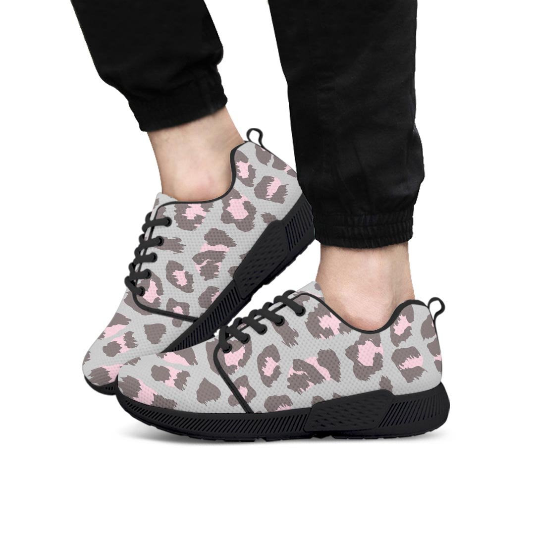 Grey And Pink Leopard Men’S Athletic Shoes