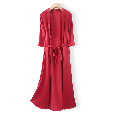 17mm Real 100% Silk Dress Women Natural Silk High Quality Elegant Loose Long Sleep Dress Lady Summer Clothing alx