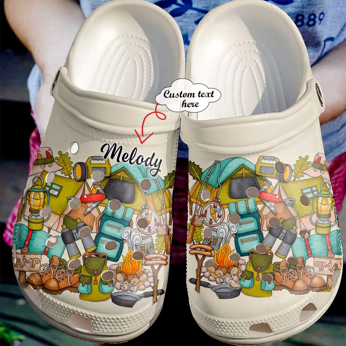 Camping Personalized Clog, Custom Name, Text, Color, Number Fashion Style For Women, Men, Kid, Print 3D Camping Kits