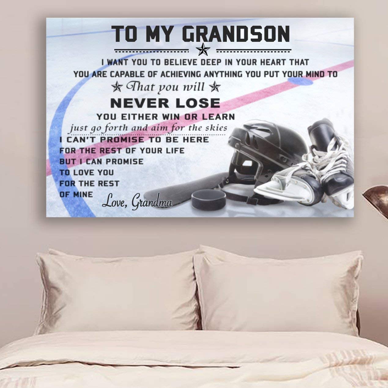 Cara Poster – Hockey Poster – Grandma To Grandson – Never Lose Lhd – Wall Art – Home Decor – Wall Decor