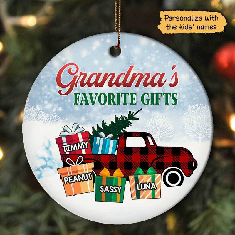 Christmas Grandma‘S Favorite Gifts Circle Ornament