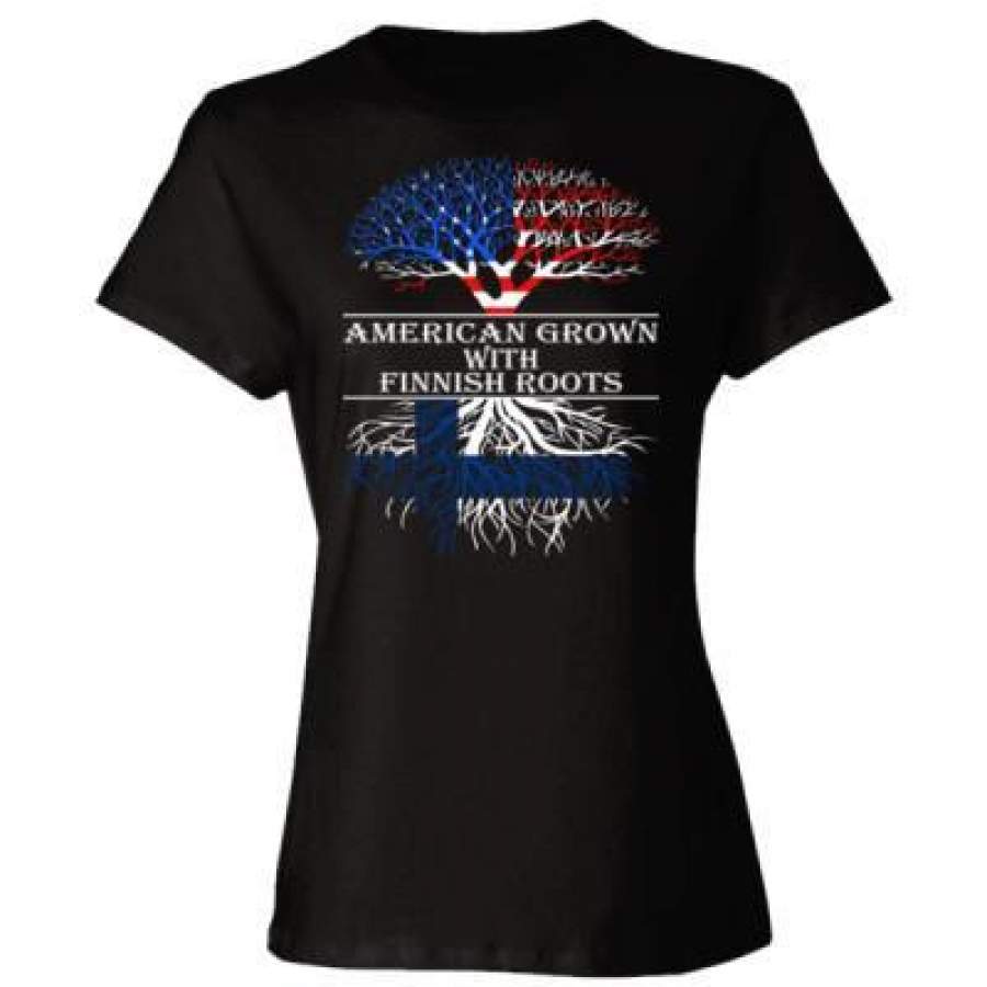 AGR American Grown With Finnish Roots – Ladies’ Cotton T-Shirt