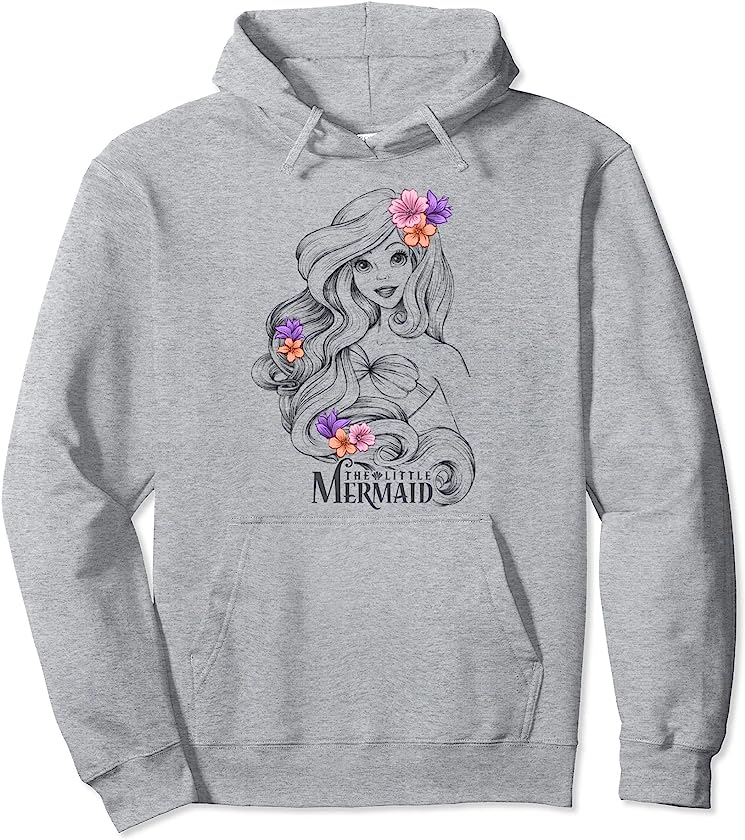 The Little Mermaid Floral Ariel Line Portrait Pullover Hoodie