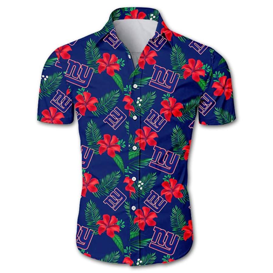 New York Giants Hawaiian T-Shirt 3D All Over Print Floral Button Up Slim Fit Body