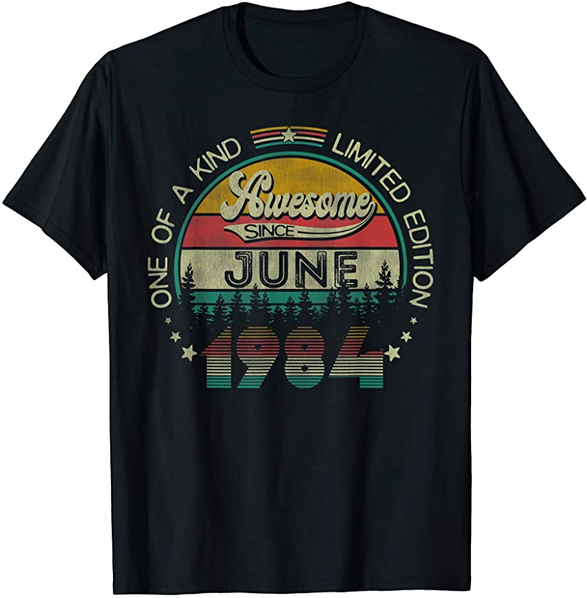 37 Years Old Vintage June 1984 37th Birthday Gift T-Shirt