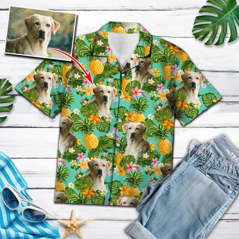 Custom Tropical Pineapple Dog Face Hawaii Shirt Ha66675