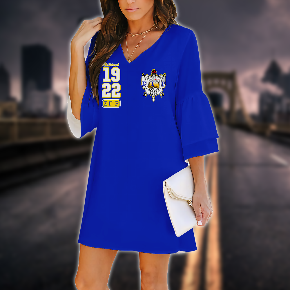 Sigma Gamma Rho 3D Printed V-neck Dress 03