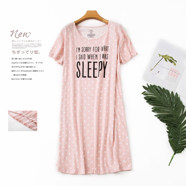 Brand Designer Homewear Women Casual Cartoon Nightgown Ladies Cotton Nightdress Female Round Collar High Quality Sleep Dress alx