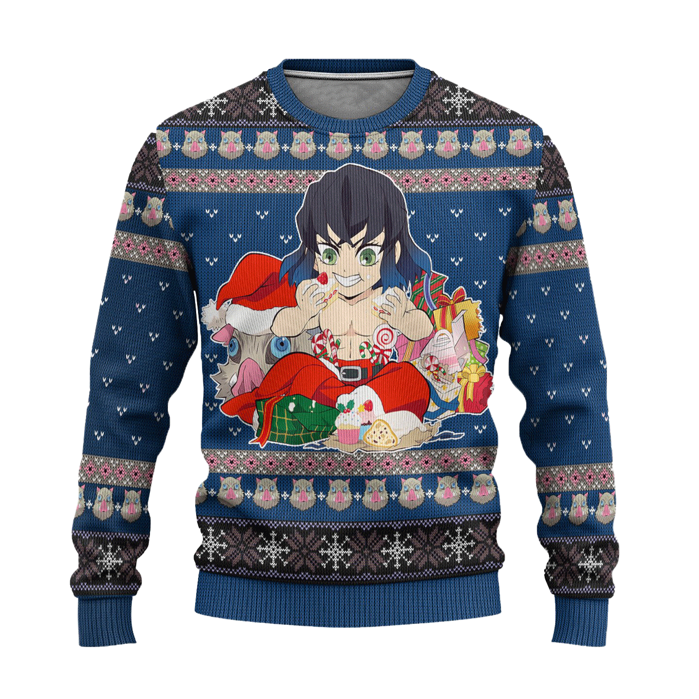 Inosuke Hashibira Demon Slayer Anime Ugly Christmas Sweater Xmas Gift T-Shirt