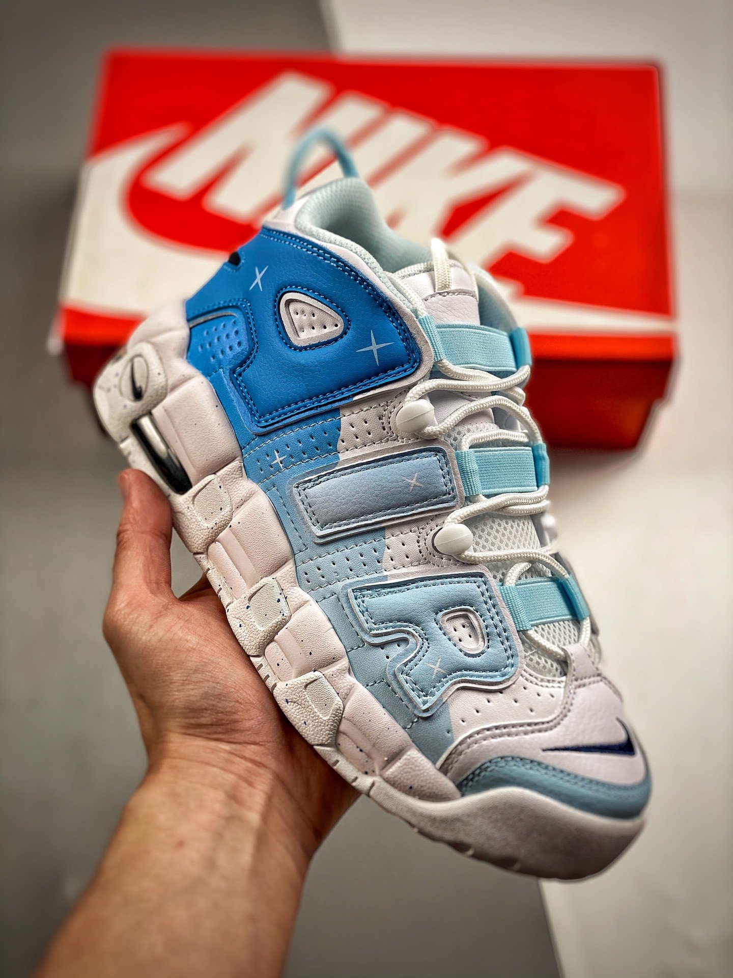 Custom Nike Air More Uptempo Love White Blue 5338695