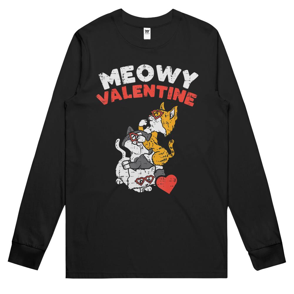 Meowy Valentine Cats Cute Kitten Cat Valentines Day Women Long Sleeve T Shirts