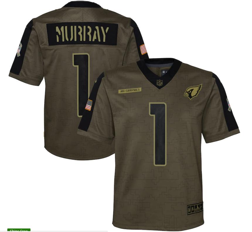 Arizona Cardinals Kyler Murray 1 NFL Olive 2021 Salute To Service Game Men Jersey For Cardinals Fans