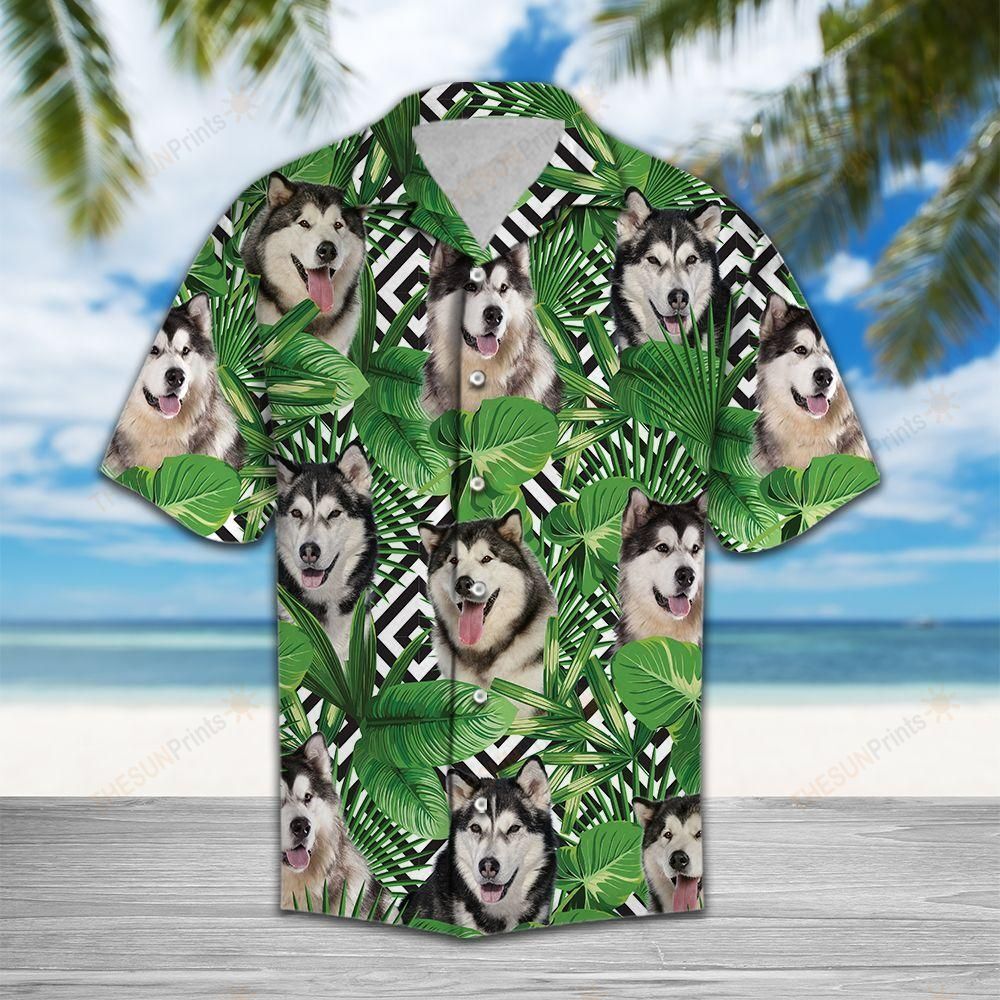 Summer Exotic Jungle Tropical Alaskan Malamute Hawaiian Shirt Ha45537