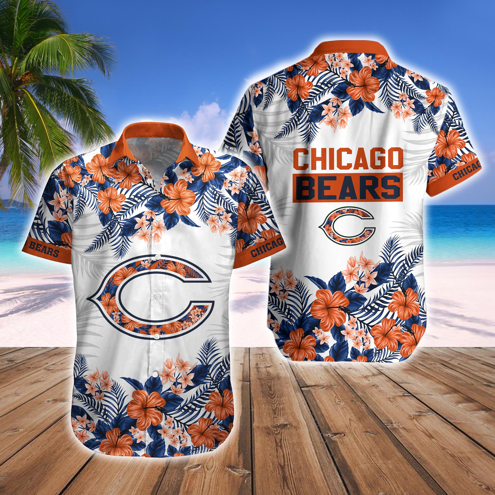 Chicago Bears Tropical Hawaiian Fan Shirt Shorts Windy City Set