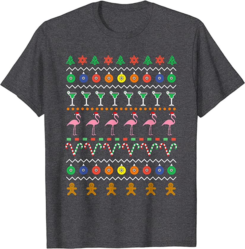 Ugly Christmas Sweater Christmas In July Flamingo Margarita T-Shirt