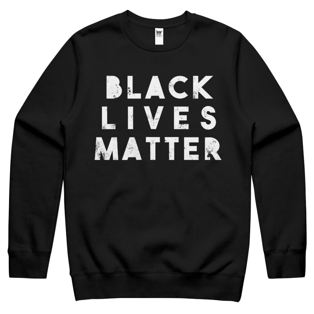 Blm Simple Distressed Black Lives Matter Power Fist Pocket Crewneck Sweatshirt