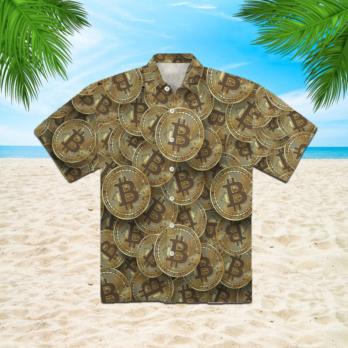 Oragontee Realistic Seamless Bitcoin Unisex Hawaii Shirt For Men Women Adult Ha91584