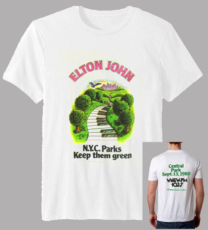 Vtg 1980 Elton John New York Central Park Concert Tour T-Shirt