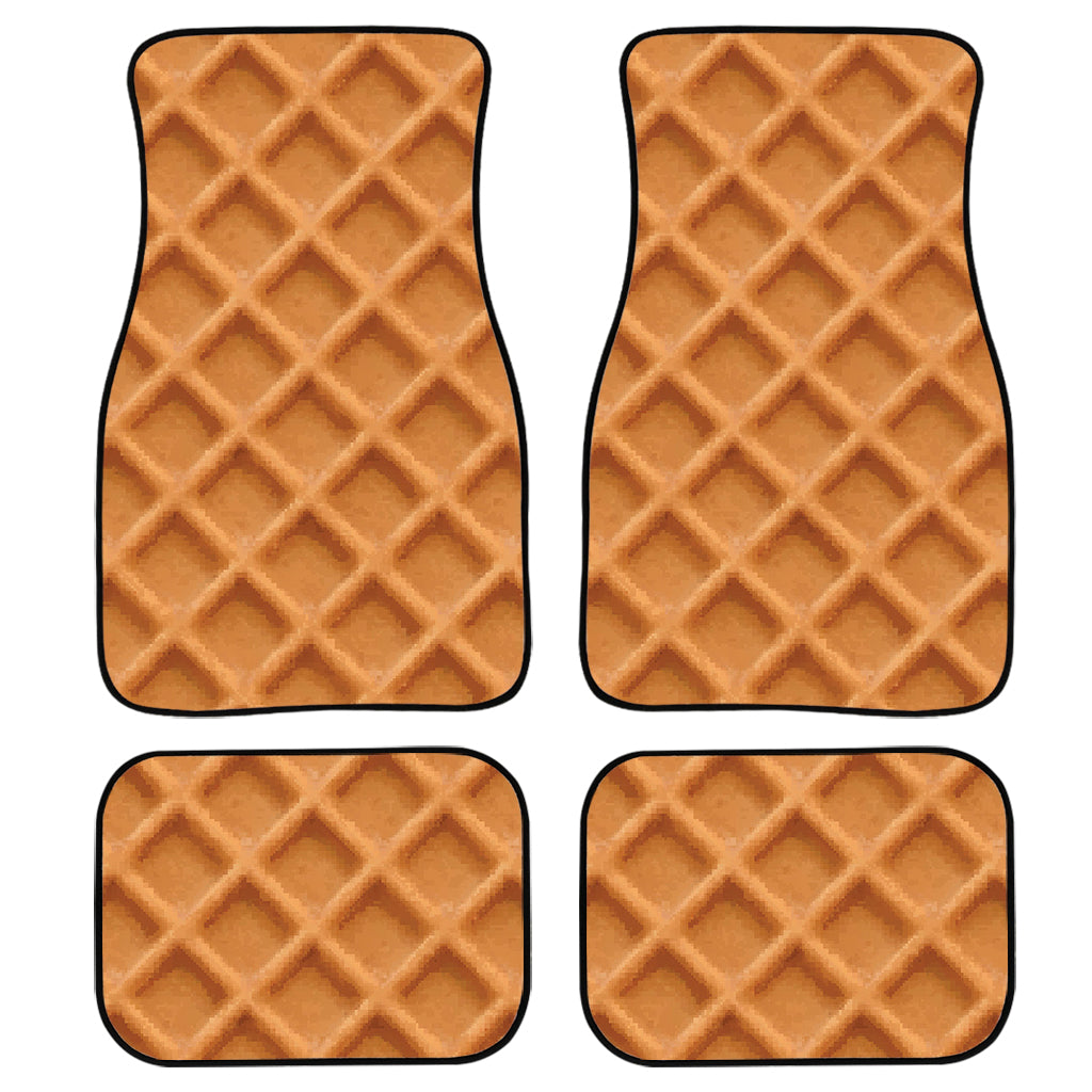 Waffle Pattern Print Front And Back Car Floor Mats, Front Car Mat