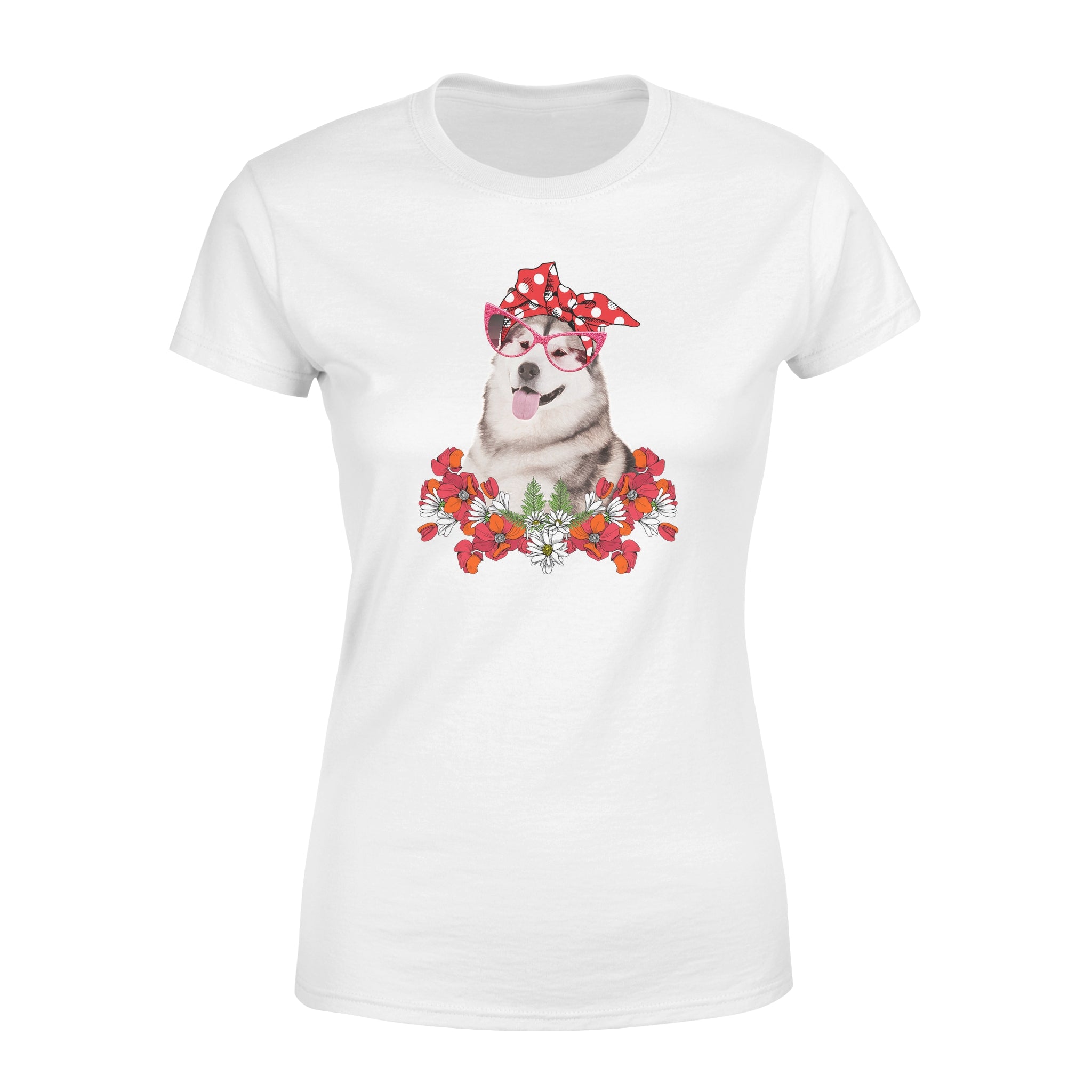 Alaskan Malamute Mom Flower Bow – Standard Women’S Tee