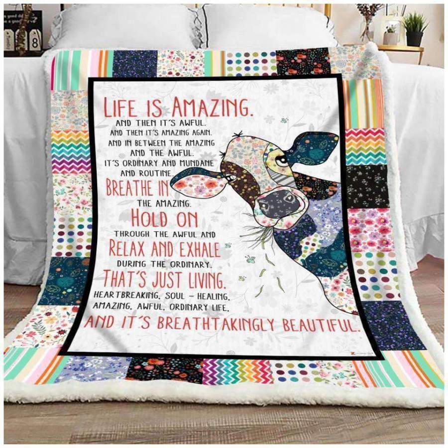 Blanket Gift For Cow Lovers Life Is Amazing