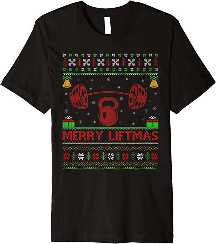 Xmas Merry Liftmas Powerlifting Fitness Ugly Christmas Premium T-Shirt