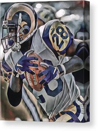 Marshall Faulk Los Angeles Rams Abstract Art 10 Joe Hamilton Canvas Print