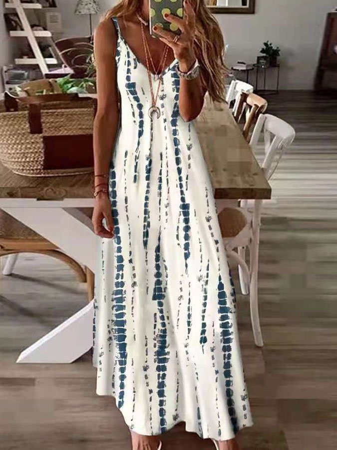 V-Neck Printed Elegant Dress