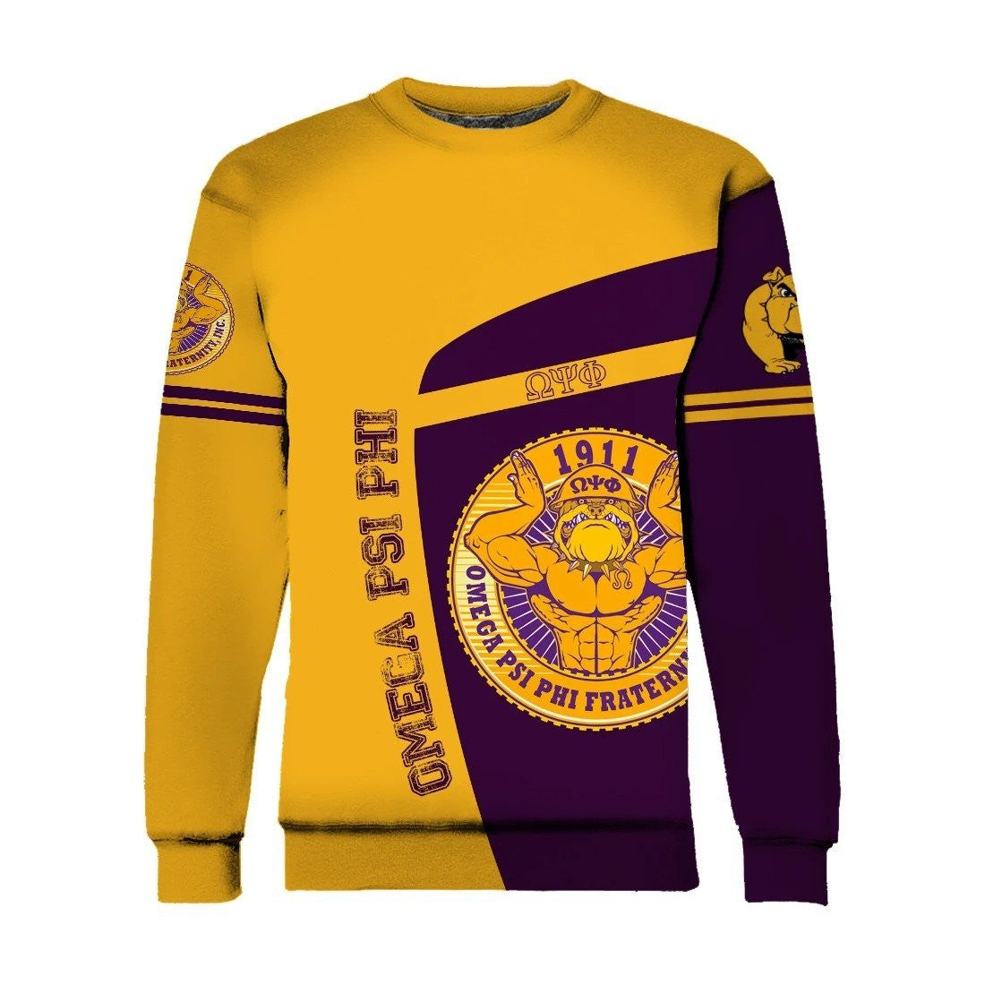 Fraternity Sweatshirt – Omega Psi Phi Bulldog Sport Style Crewneck Sweatshirt