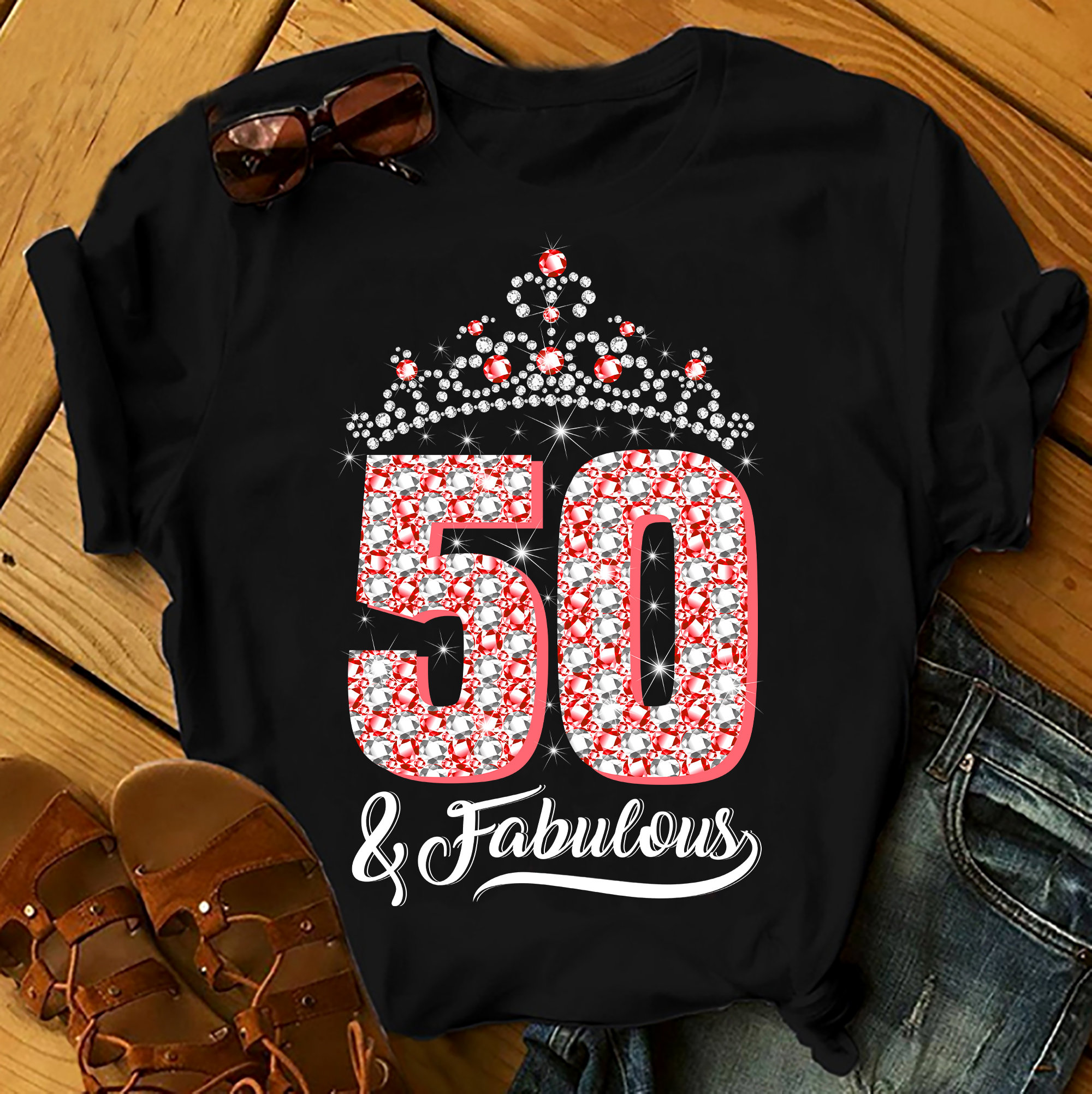 50 And Fabulous Shirts Women, Birthday T Shirts, Summer Tops, Beach T Shirts