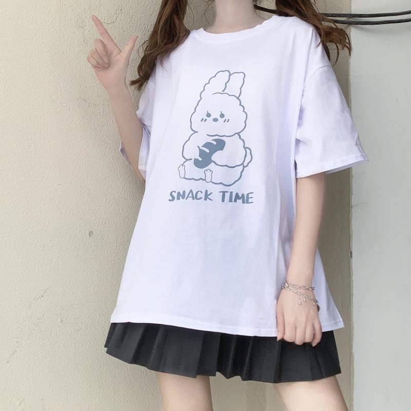 Snack Time Letter Bunny Print T-Shirt