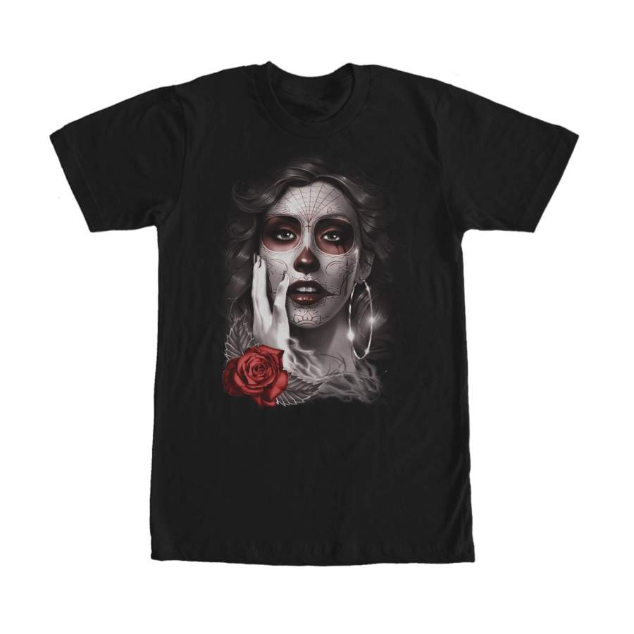 Aztlan Men’s Sugar Skull Tears  T Shirt Black