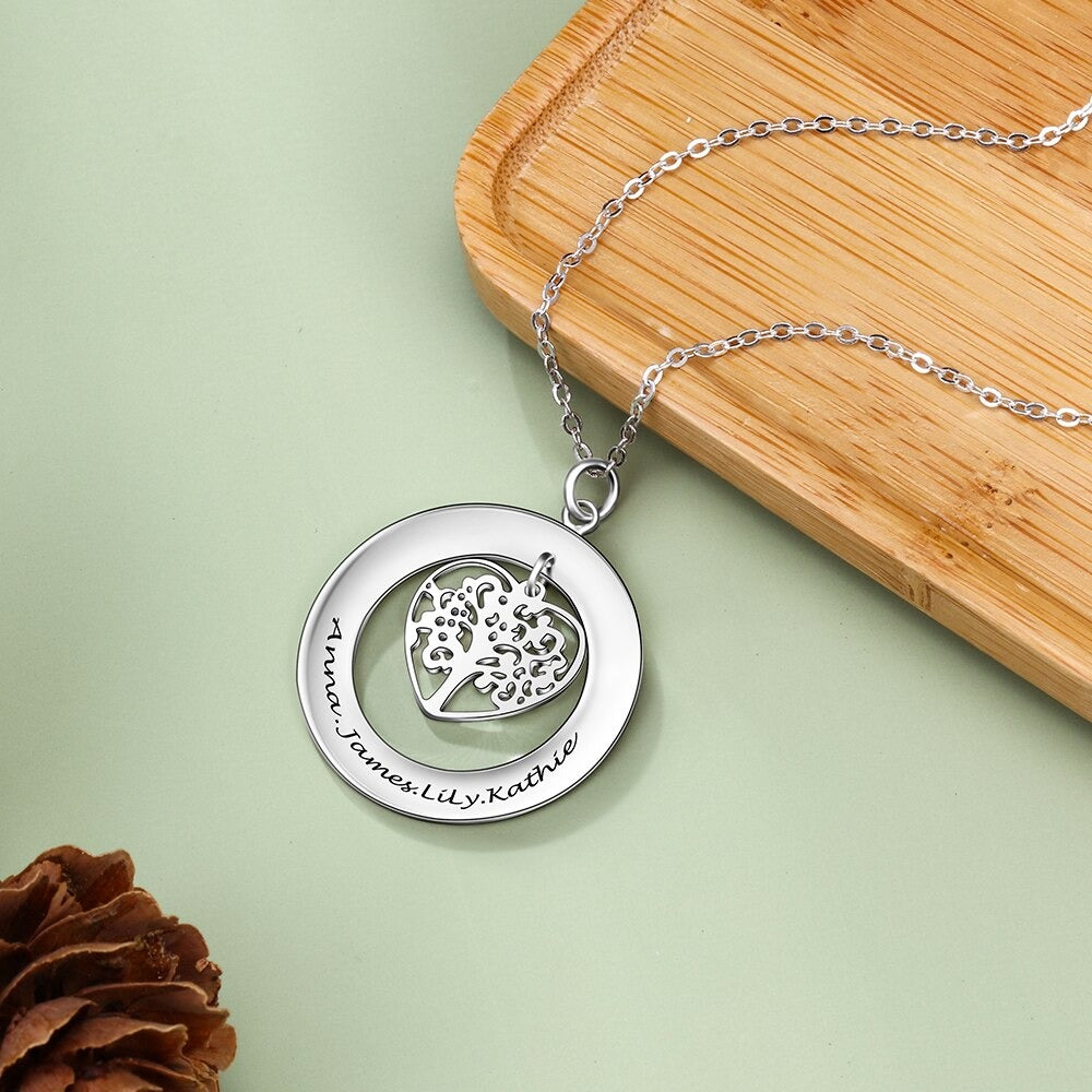 Personalized Tree Of Life Mothers Day Necklace Mom Jewelry Gift For Mom Grandma Wife Ht