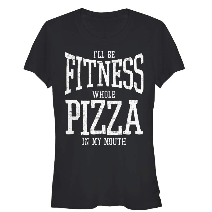 CHIN UP Junior’s Fitness Whole Pizza  T Shirt Black