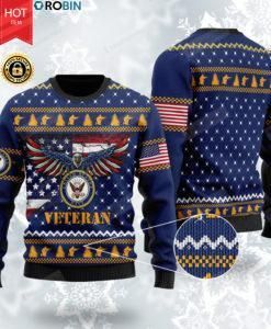 Us Navy Veteran Bald Eagle For Unisex Ugly Christmas Sweater, All Over Print