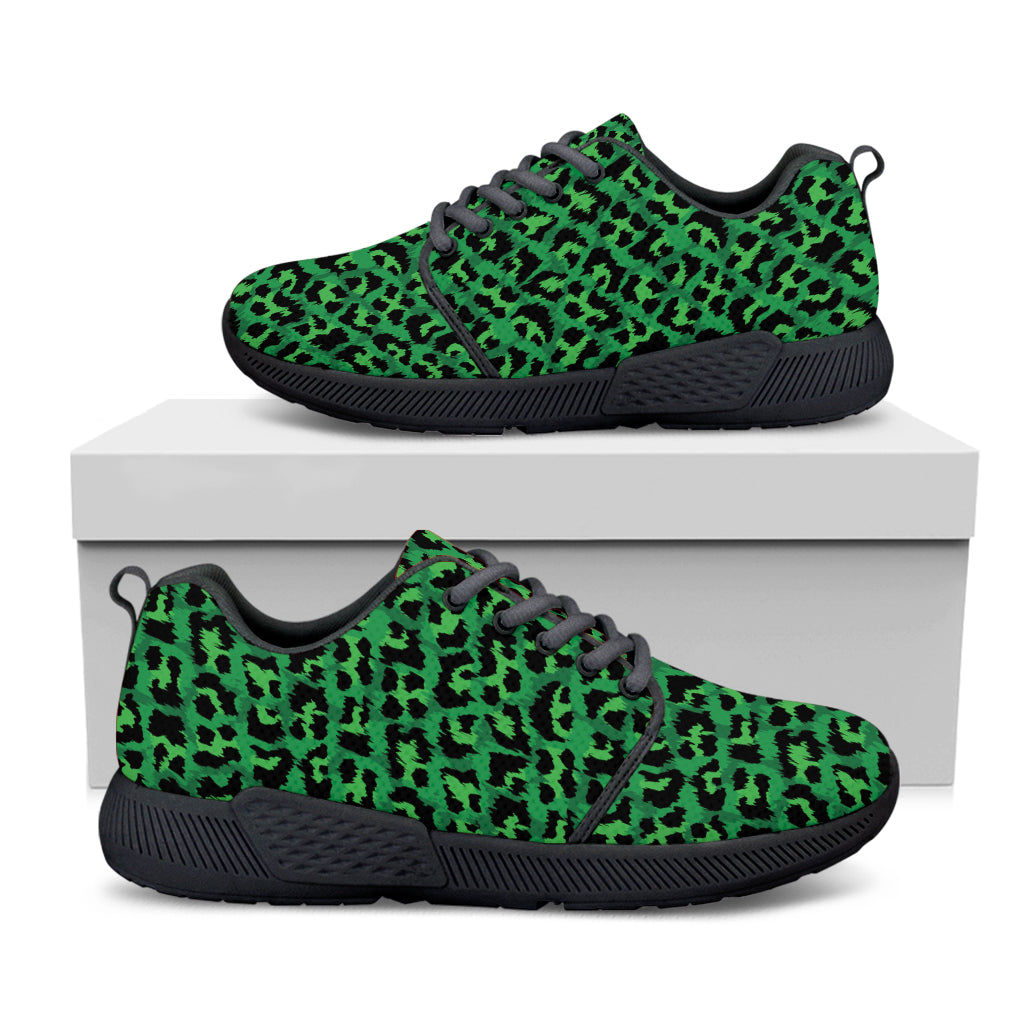 Green Leopard Print Black Athletic Shoes