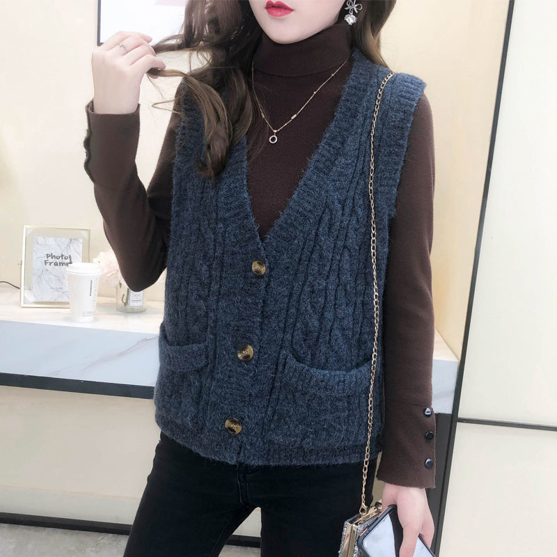 2021 tops girl Sweater Vest women jumper V Neck pullover Knitted Vests Women Preppy Style Crop Top Autumn solid casual tops alx