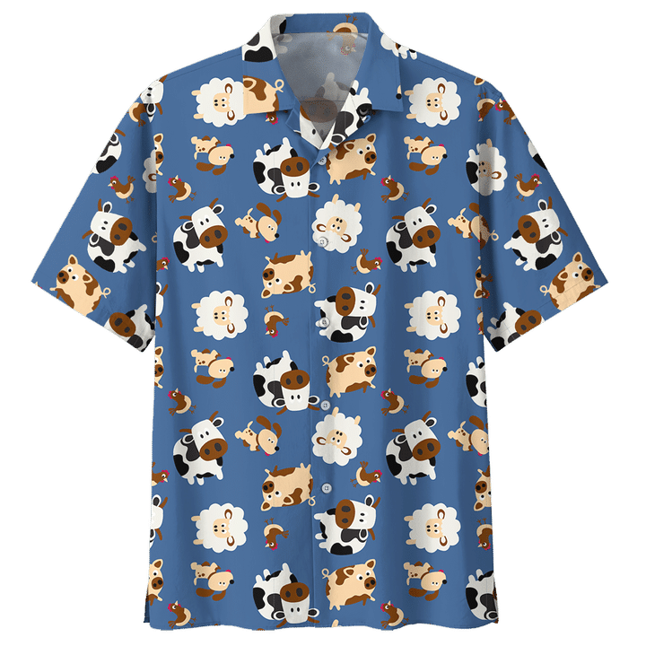 Cute Cow Hawaiian Shirt Blue 3 Ha98723