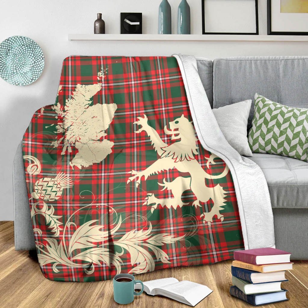 Tartan Blanket Princess Margaret Tartan Scotland Lion Thistle Map Plaid Blanket