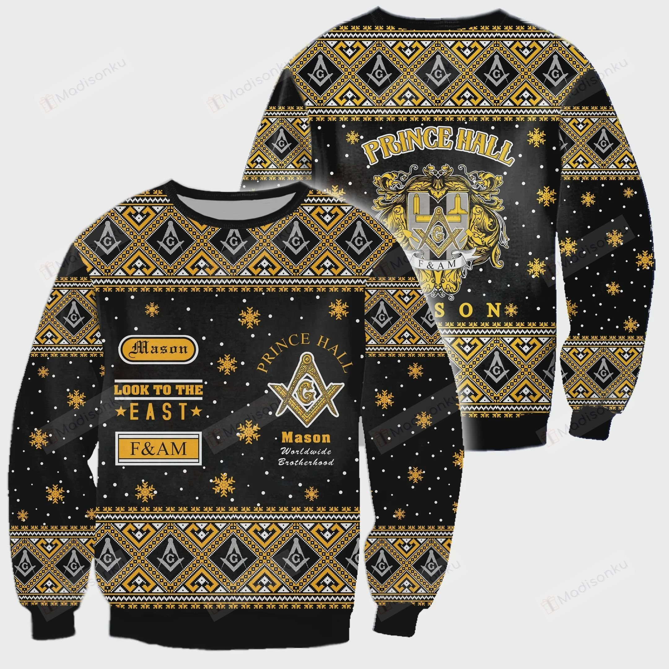 3D All Over Freemason Ugly Christmas Sweater