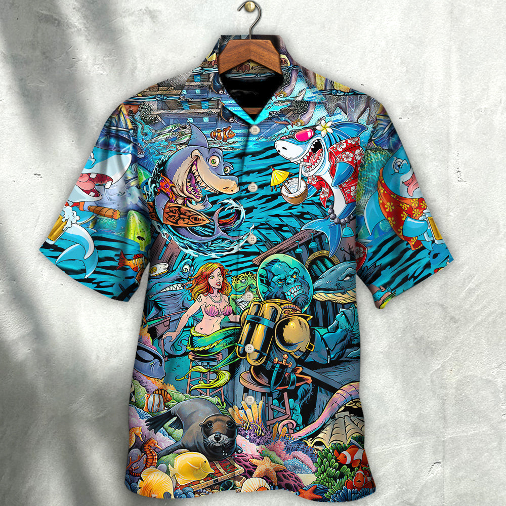 Shark Bar With Animal Underwater Hawaiian Shirt