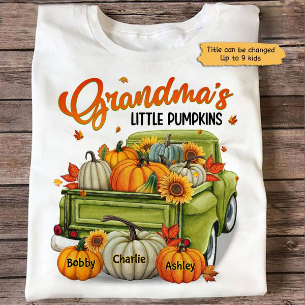 Fall Season Green Truck Grandma Personalized Shirt