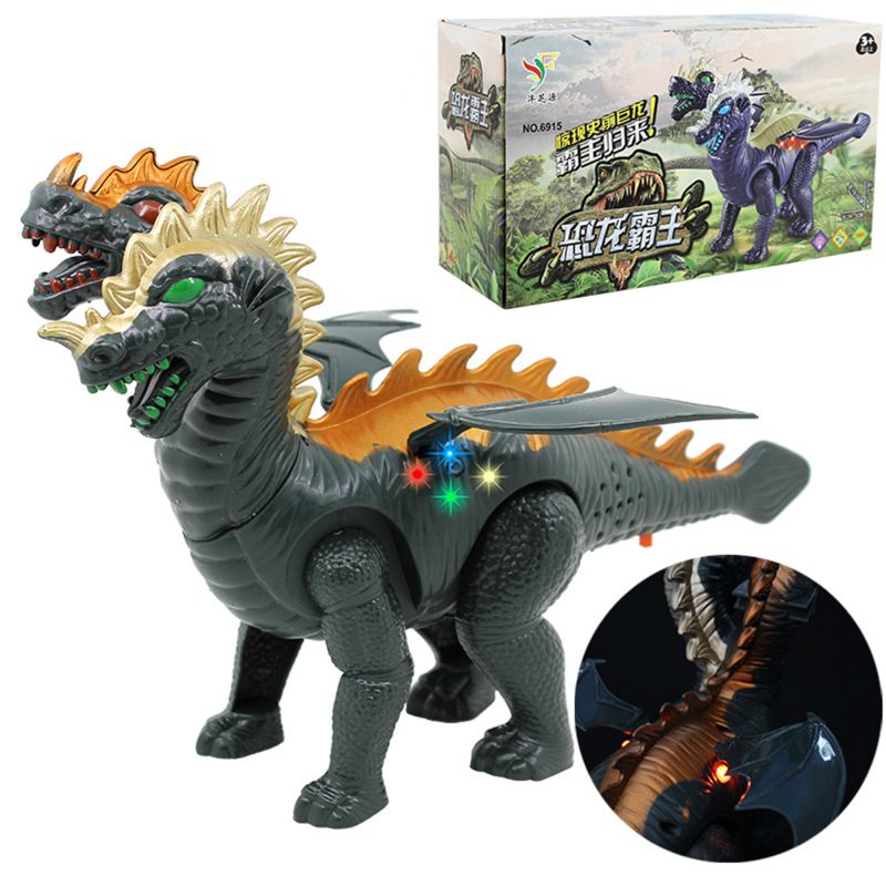 Two Head Electric Light Sound Dinosaur Toys Boy Toy Gift Jurassic alx
