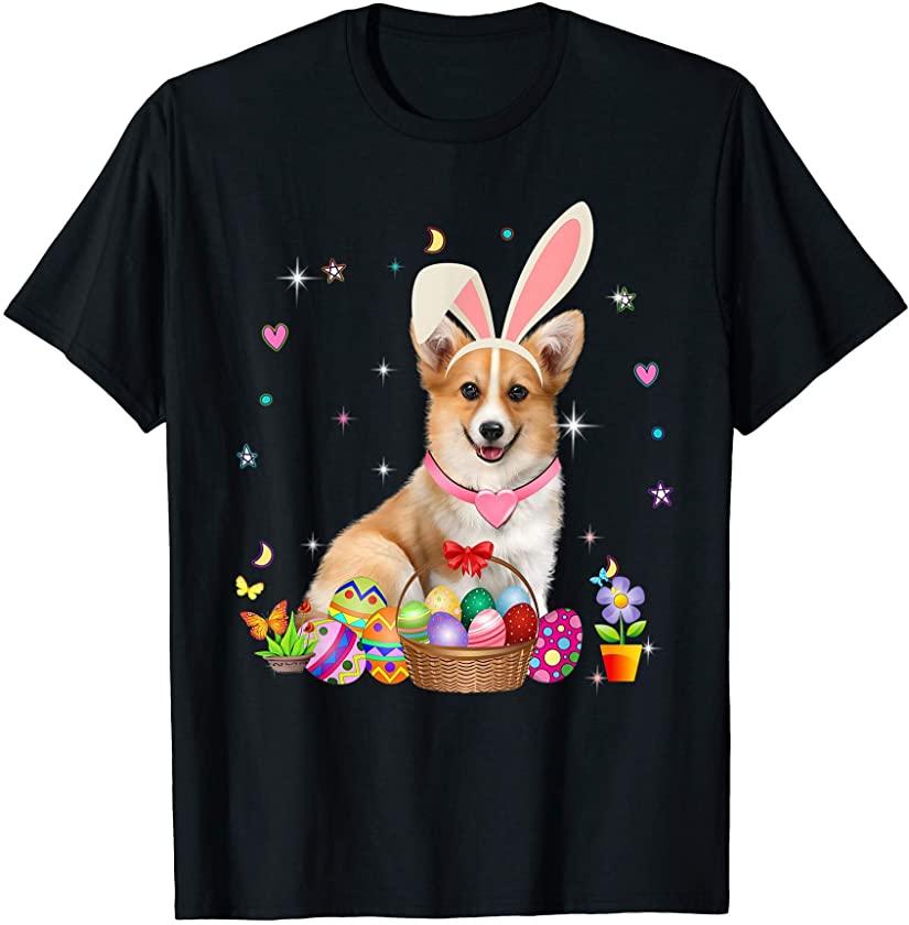 Cute Corgi Easter Day Bunny Eggs Easter Costume Womens T-Shirt