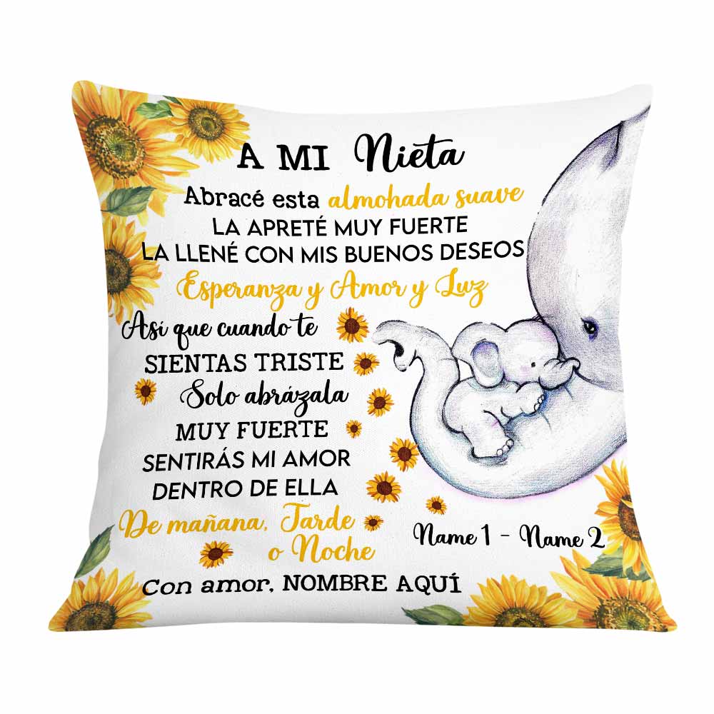 Personalized Mom Grandma Daughter Granddaughter Son Grandson Spanish Mamá Abuela Elephant Pillow Jr111 87O58