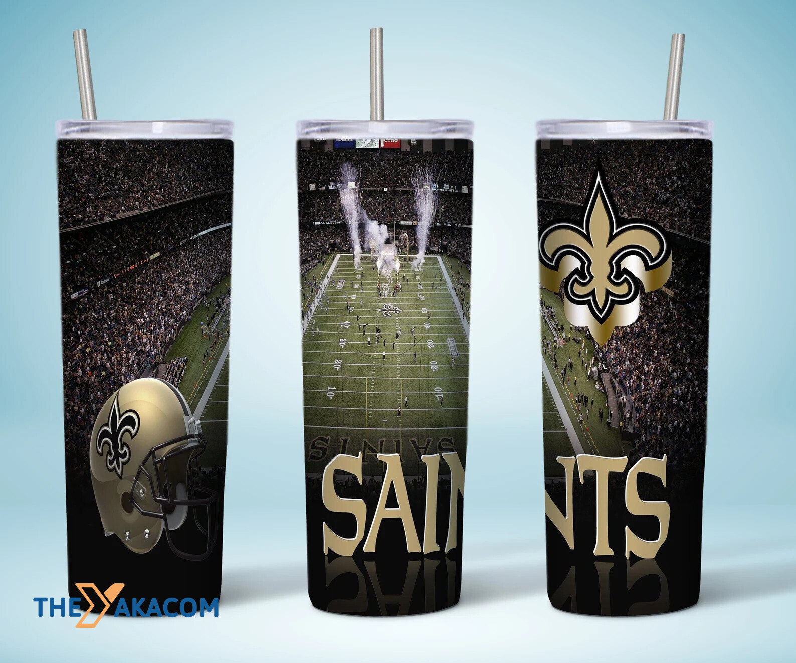 Crowded Stadium With Logo Fleur-De-Lis And Helmet New Orleans Saints Tumbler