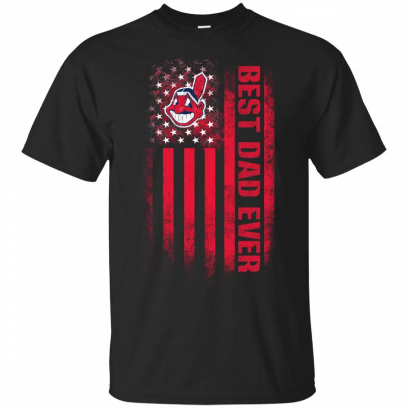 Cleveland Indians Best Dad Ever USA Distressed Flag Shirts